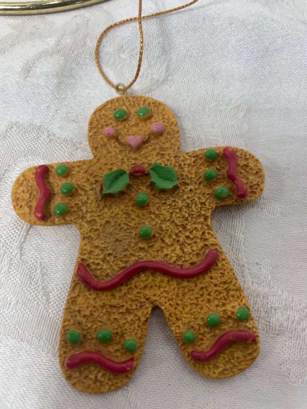 VTG Gingerbread Man Christmas Tree Ornaments Set Of 3 Handcrafted Holiday Decor - Picture 7 of 10